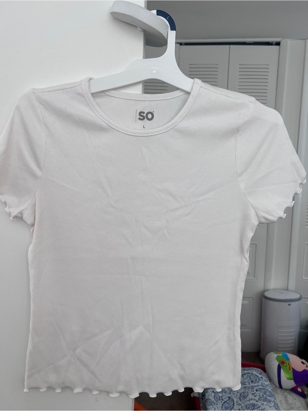 Y2K White Ribbed Short Sleeve Tee
